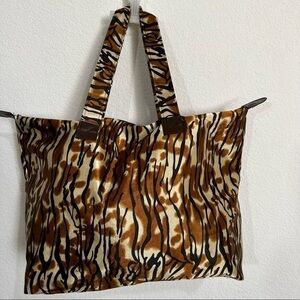 Satin Animal Print Safari Extra Large Tote Vinyl Lined  Lightweight BeachTote